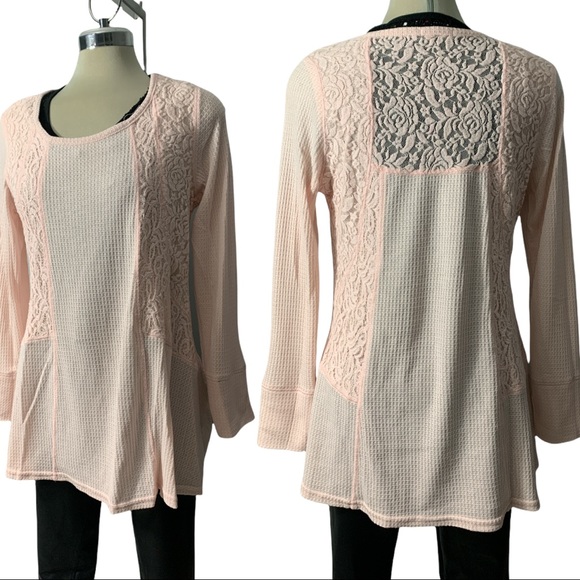XLC pink Lace Cotton Blouse Size LG - Picture 5 of 11